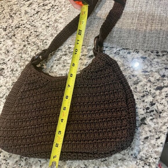 BOHO HANDMADE CROCHET SHOULDER BAG DARK MOCCA COLOR VERSATILE TRENDY GRANNY MADE - Picture 7 of 15